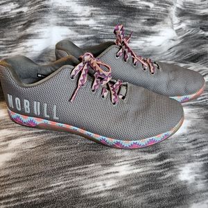 NOBULL Unisex gray patchwork rainbow superfabric trainer, mens 11/women's 12.5